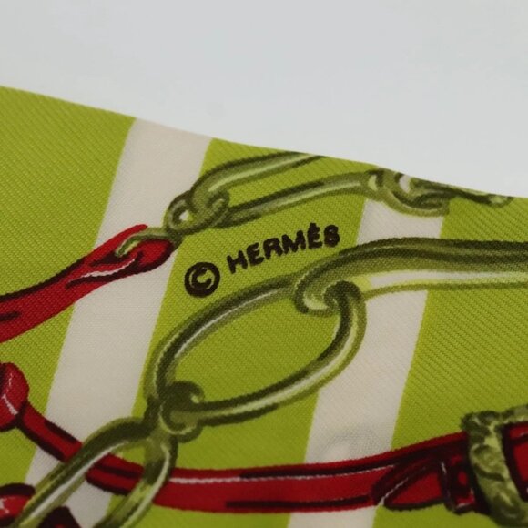 HERMES Twilly Scarf ""BRIDES de GALA"" Silk Green Auth - Picture 9 of 16